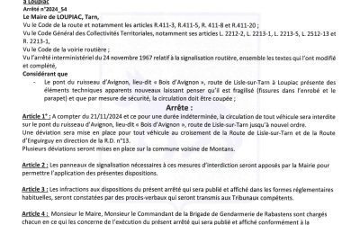 Arrêté de circulation 2024_54 : pont d’Avignon fermé